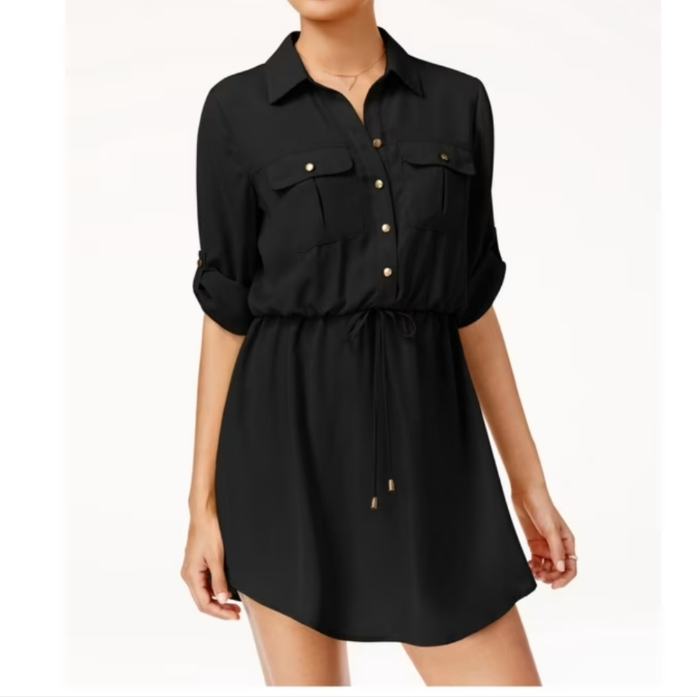 Bepop Black 3/4 Sleeve Dress Shirt